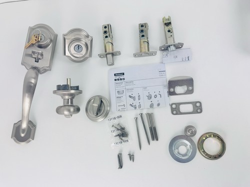 Kwikset 553MNHXJ 15 SMT Montara Satin Nickel deadbolt Door Handleset Juno Entry