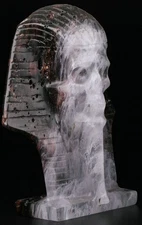 5.0 '' Smelted Crystal Carved Crystal Pharaoh Skull, Realistic, Crystal Healing