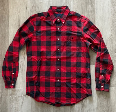 Polo Ralph Lauren Men's Button Up Shirt M Red Black Buffalo Check Lumberjack