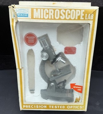 Rare 1960 s Waco Microscope Lab Precision Tested Optics In Original Box! Nice!