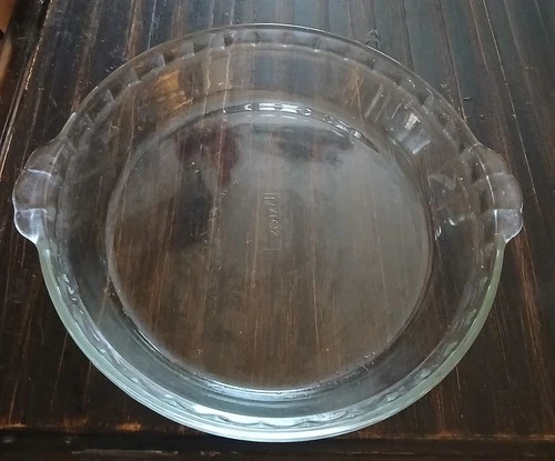 2 Vintage PYREX # 229 Clear Glass Deep Dish 9.5" Scalloped Fluted Edge Pie Plate
