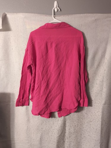 Shade & Shore rosa Langarm Knopfleiste Schwimmen Cover Up Shirt Damen Gr. M - Bild 4 von 6