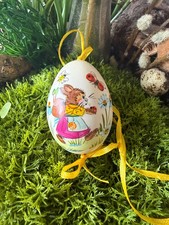 Enteneier ,Osterei, Ostern , Hasenschule, Mädchen ,Ranzen,  6,5 -7 cm handbemalt
