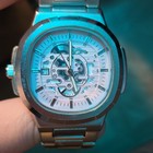 Skeleton Dial Analog Cushion Case Stainless Steel Bracelet Watch 100m Aj Jewlers — photo 6