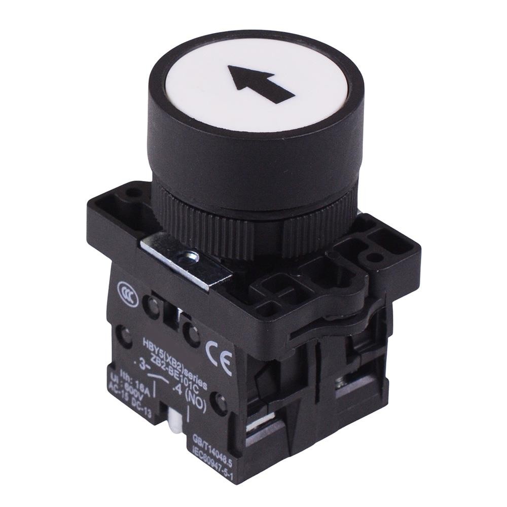 White Momentary 22mm Push Button Industrial Switch Black Arrow NO/NC