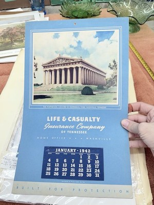1942 Brown & Bigelow Full Year Calendar Life & Casualty Parthenon 15 