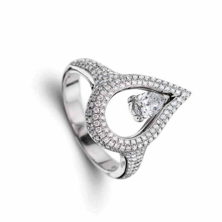 Anillo de compromiso para mujer Moissanite certificado corte pera de 3 quilates enchapado en oro blanco de 14 quilates Foto 2 de 4