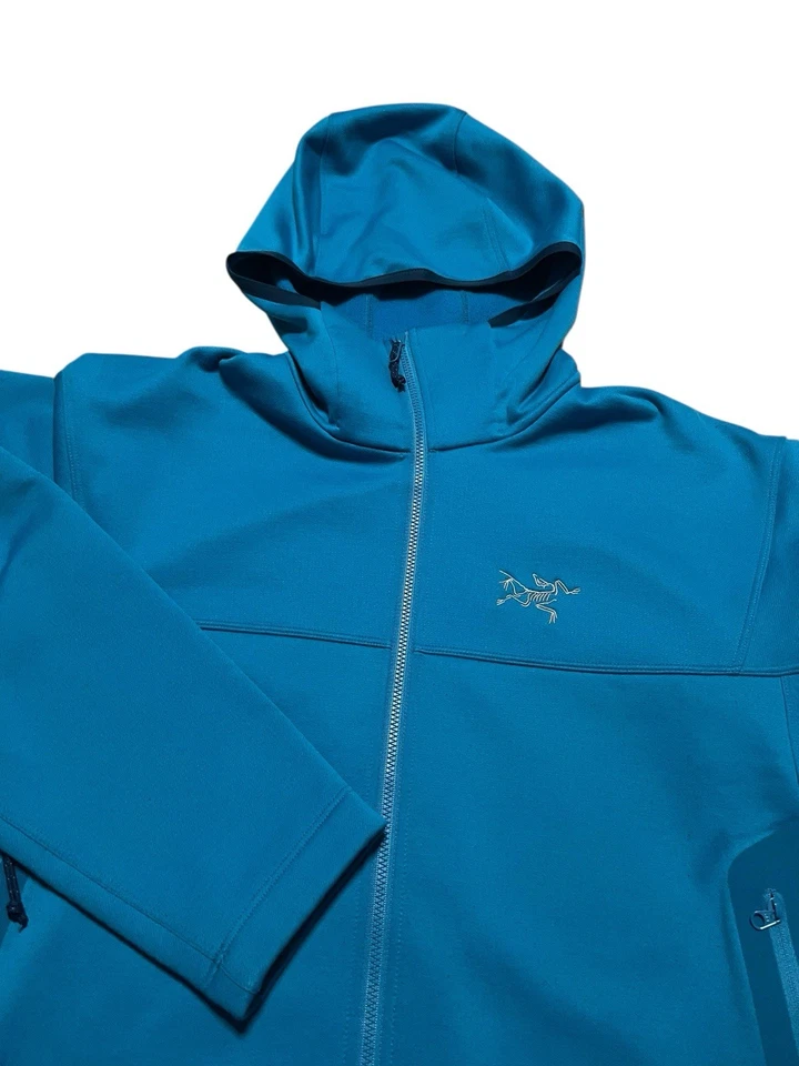 Arcteryx Jacket Mens M Blue Arenite Hoodie Fleece Lined Softshell Ski Hiking - Image 2 of 4