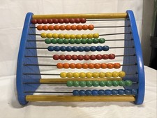 Vtg PLAYSKOOL Abacus Wooden 10 Bead Counting Math Toy. 10 Rows. Wood Metal.