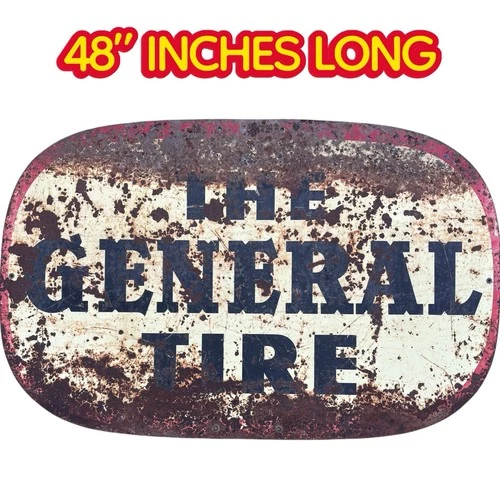 48” Original Vintage The General Tire Advertising Metal Sign Automotive Gas Oil