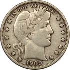 1909-S Barber Half Dollar 50C, Fine F+