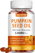 Pumpkin Seed Oil with Saw Palmetto 300 Softgels, 3000Mg Max Strength per Serving