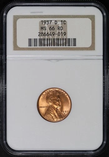 1937-D Lincoln Wheat Cent NGC MS-66 RD