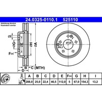 Bremsscheibe Ate 24.0325-0110.1 (2 Stk.) FüR Mercedes-Benz C