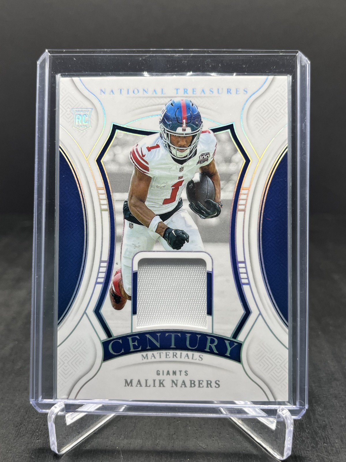 2024 National Treasures Malik Nabers RC Century Patch Holo Silver 17/25 #CM-MNS