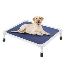 Veehoo Chew Proof Elevated Dog Bed - Cooling Raised Pet Cot - Silver Aluminum Fr