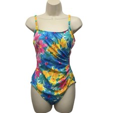 Vintage 90s Sandcastle By Catalina Swimsuit Made In USA One Piece Floral Sz 16
