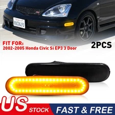 For 2002-2005 Honda Civic Si EP3 3DR Smoke Amber Front Corner Side Marker Lights