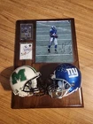 Ahmad Bradshaw Signed Marshall & Giants Mini Helmet 8x10 Press Pass Card 24x14