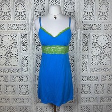 2000's Victorias Secret Blue  Green Lace Slip Sleepwear Nightgown Sz L Fits M
