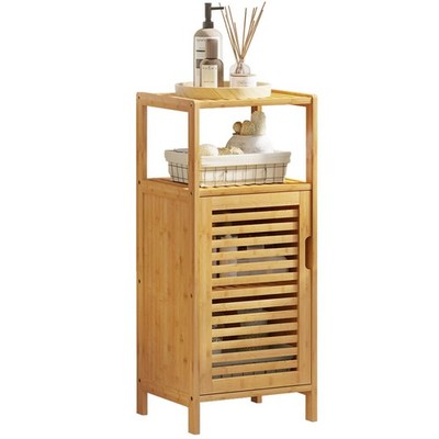 Viagdo Bamboo Cabinet Bathroom Storage Cabinet Single Door And Shelf