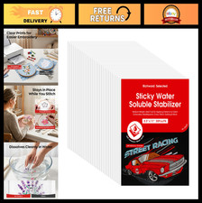 30PCS Water-Soluble Embroidery Stabilizer Sheets 8.5"x11" Wash Away Paper for Ha