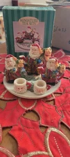 '95 Scottish Santa C&F Enterprises Miniature Tea Set Christmas Teapot Mugs Plate
