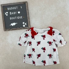 JANIE AND JACK Rose Floral Holiday Blouse Top Size 3 3T