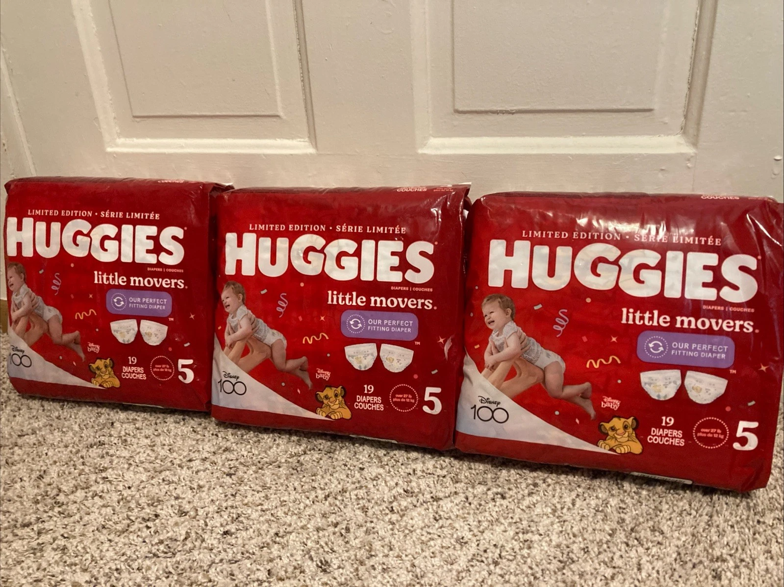 Huggies Baby Diapers Little Movers Size 5,(27+ Lbs), 19ct- Set Of 3