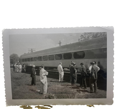 Vintage Streamlined Passenger Train Inspection Photo 3x4.5 B&W Gelatin Original