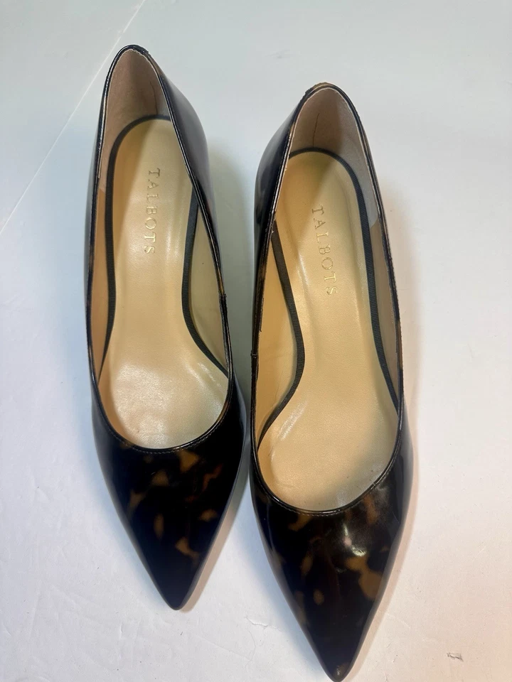 Zapatos de salón Talbots talla 8,5 M marrón estampado de caparazón de tortuga tacones de cuero superior Foto 2 de 4