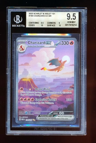 BGS 9.5 CHARIZARD EX 2023 POKEMON 151 SPECIAL ILLUSTRATION RARE #199 (2) 10 SUBS
