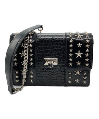 JIMMY CHOO PYXIS Leder Clutch Kette Schultertasche schwarz #204PYXIS Damen