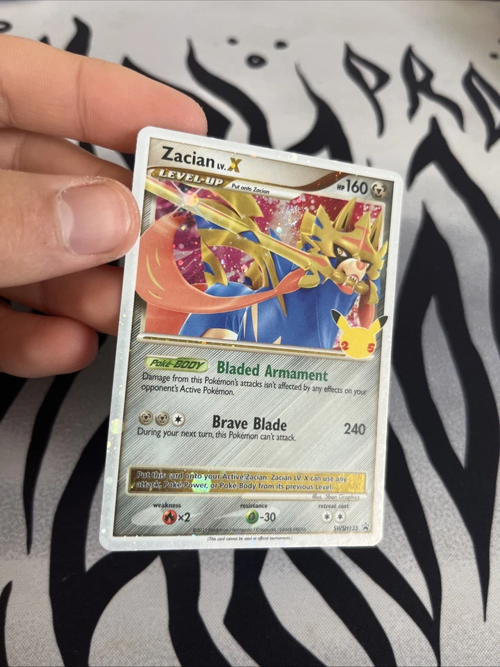 Zacian LV X SWSH135 Sword & Shield Promo Pokemon Card Swirl EXTREMELY RARE READ! - Image 2 of 4