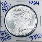 1924 BU UNCIRCULATED SILVER PEACE DOLLAR AUTHENTIC U.S. MINT FREE SHIPPING 3990