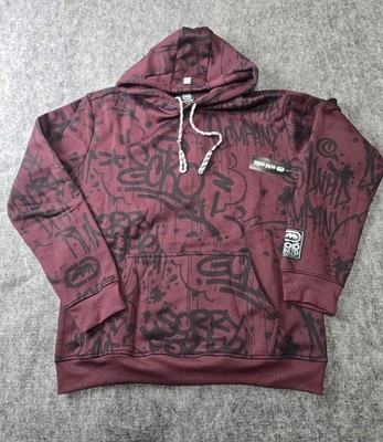 Ecko Unltd Y2K Rhino Hoodie Size XL Retro Hip Hop Urban Graffiti Red Hoodie