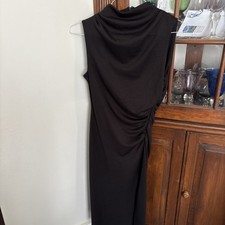 Talbots Black Sleeveless Dress NEW Size 4p Gathered At Side, Fully Lined