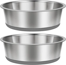 Taglory 2 Cup Stainless Steel Dog Bowls Set of 2 for Food and Water, Silicone Ba
