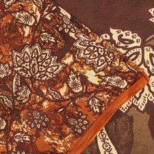 Sanskriti Vintage Brown-Orange Saree Pure Crepe Floral Printed Sari 5 YD Fabric