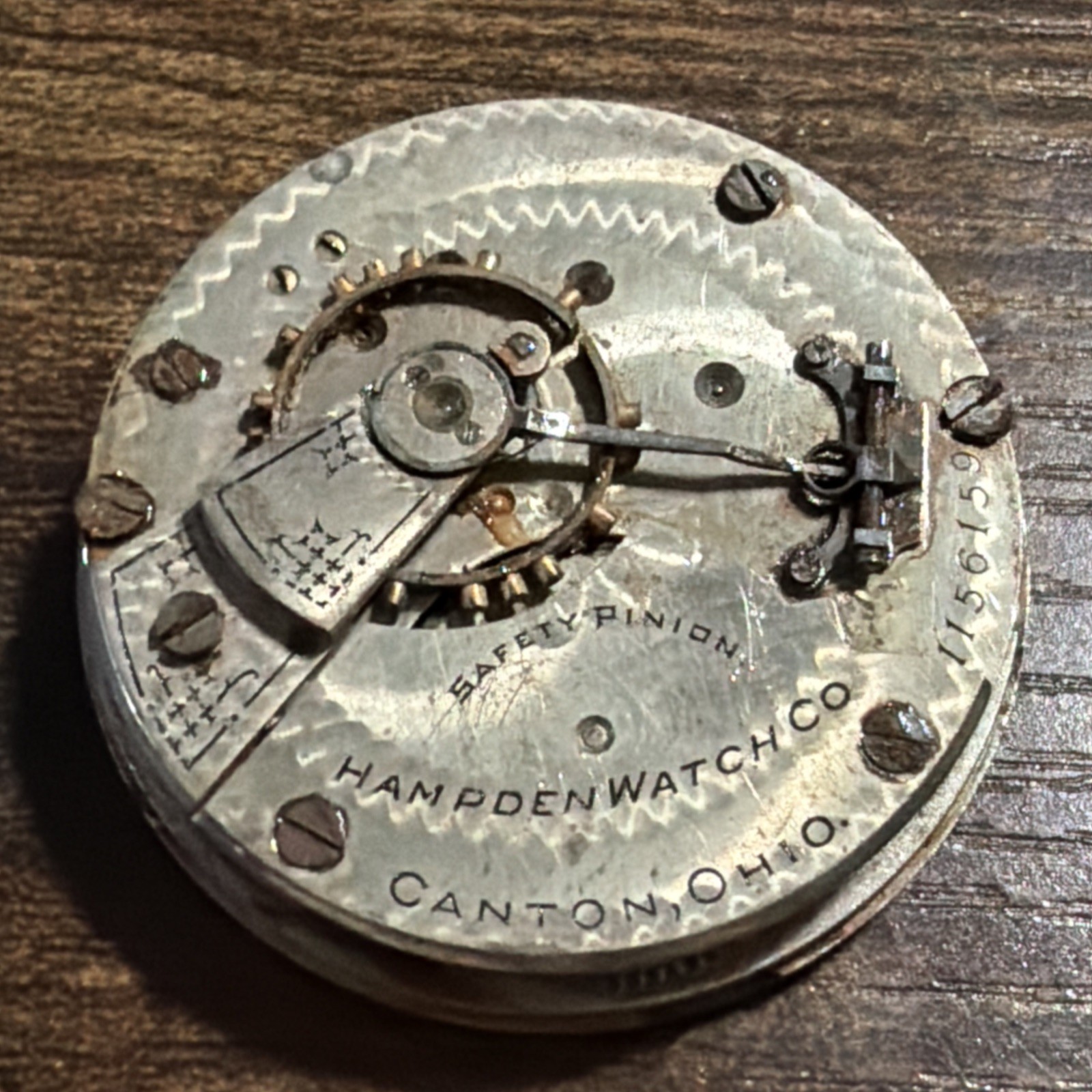 VTG 1898 Hampden Pocket Watch Movement, Model 4, Size 18s, 15j ~ PARTS/REPAIR