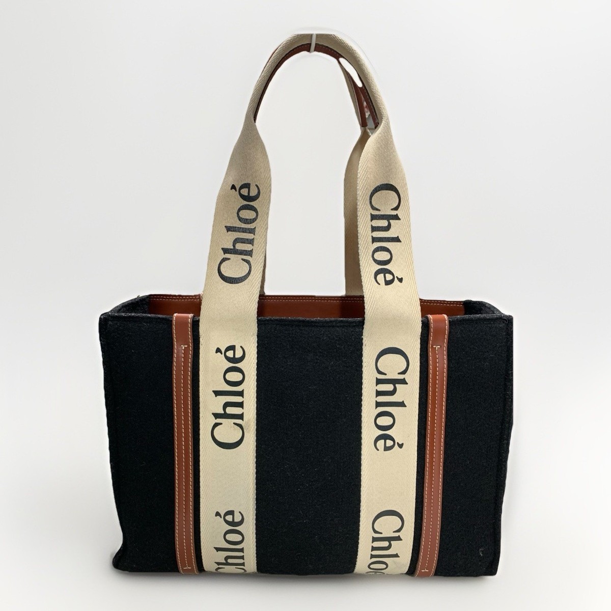 Chloe Woody Black Wool Felt Medium Tote Bag | eBay