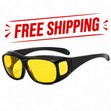 Night Vision Pro Driving Glasses Anti-Glare Polarized Wear Over Yellow Lens A