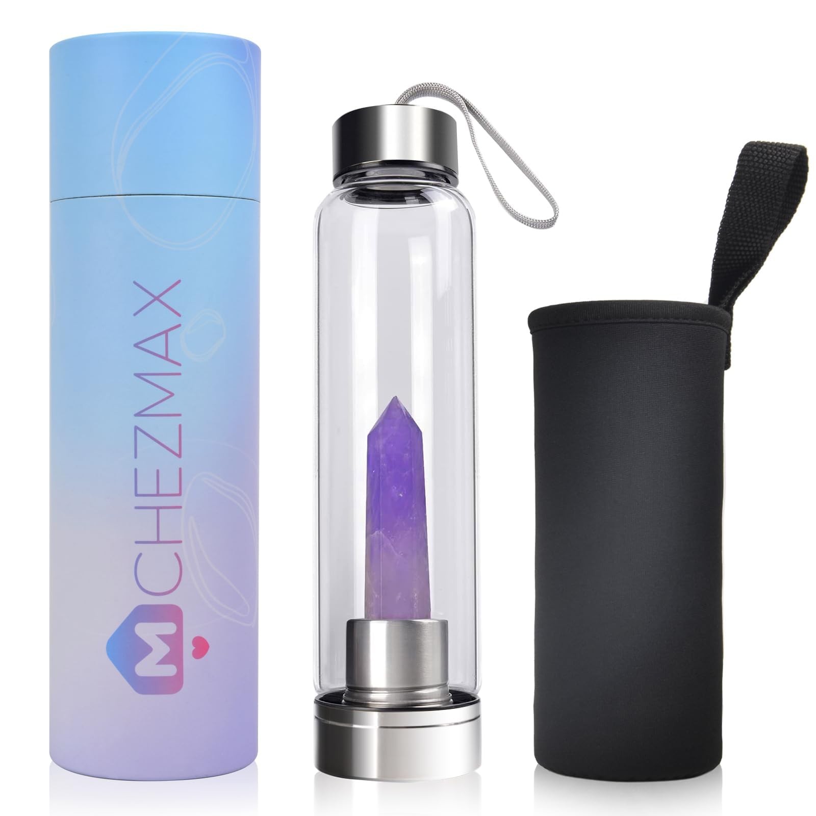 Energy Quartz Gemstone Water Bottle With Changeabl...