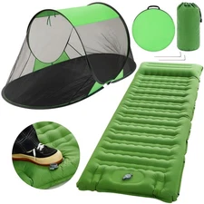 Pop up Mosquito Net Tent and Sleeping Pad for Camping One Person Instant Pop ...