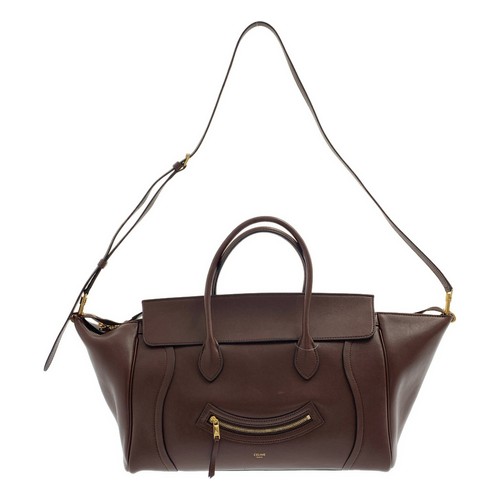 Celine | Smile Luggage Supple Shiny Lamskin 2-Way Shouldered Leather Used KLDR-0