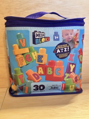 Mega Blocks ABC Building Bag- 30 Blocks - by: Mattel Construction Bag w/blocks