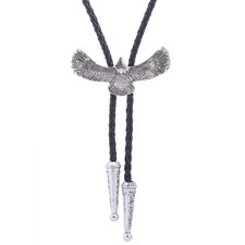 Vintage silver Metal hawk Bolo Tie Mens Wedding Necklace Western Cowboy