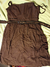 BCBGMAXAZRIA Brown Silk Chiffon Mini Sweethea...