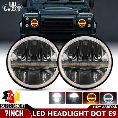 2X E24 E-Geprüft Für Land Rover Defender TD4 TD5 90 110 7 zoll LED Scheinwerfer