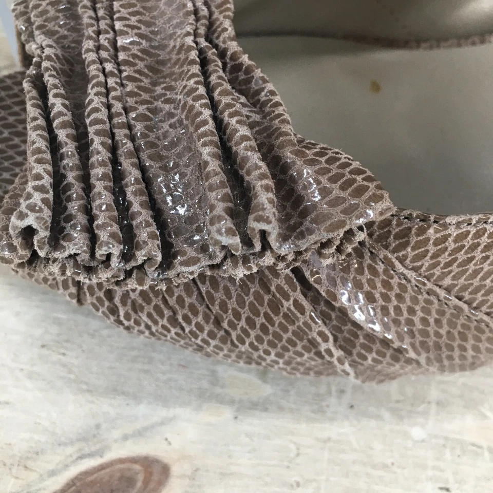 Zapatos de tacón Moda Spana para mujer 8 M punta abierta zapatos de tacón de aguja informales estampado de reptiles marrón Foto 4 de 4